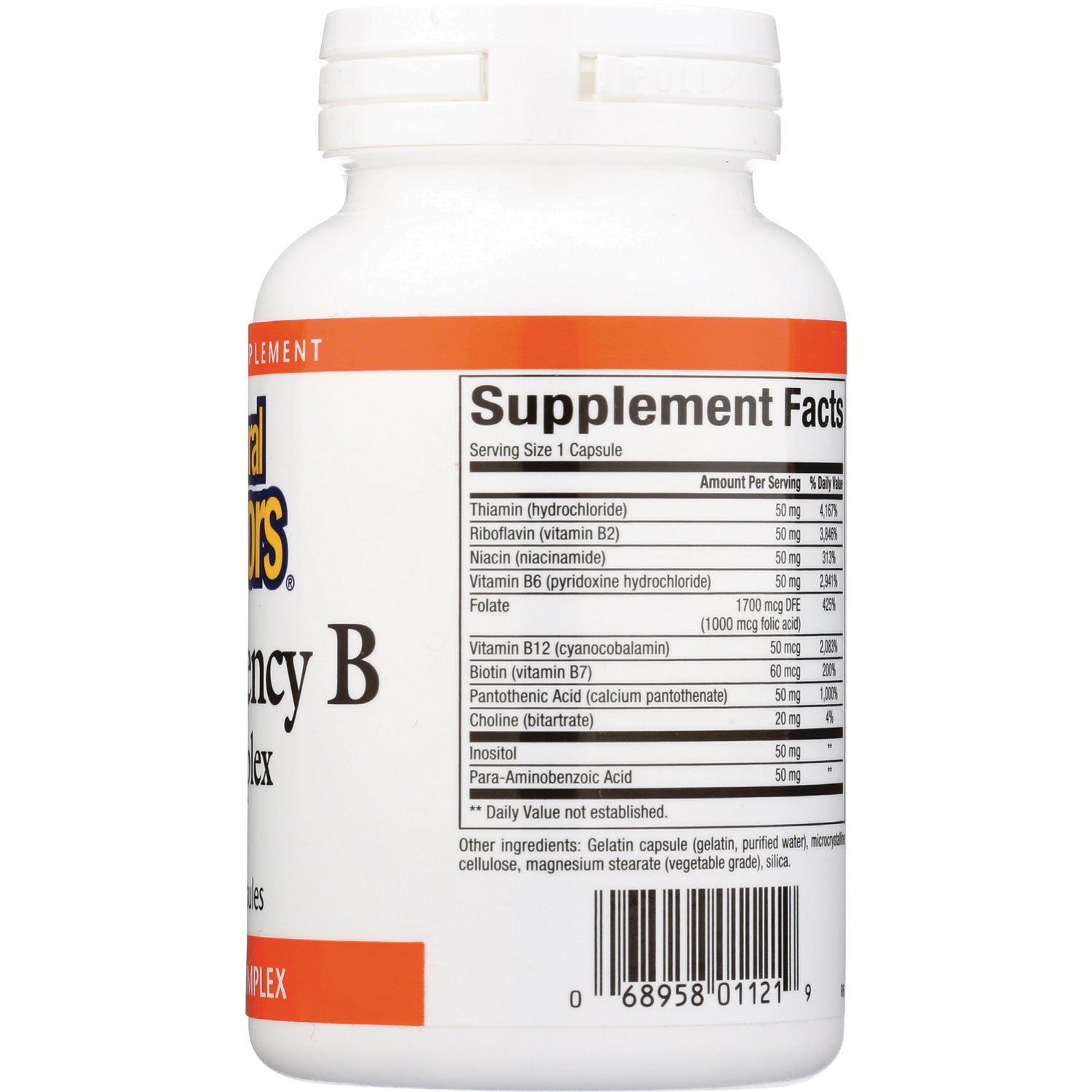 NFC069 | back of white supplement bottle showing Supplement Facts panel and barcode