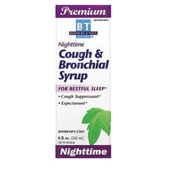 BRK014 | Nighttime Cough & Bronchial Syrup box labeled for restful sleep, cough suppressant and expectorant, 8 fl oz
