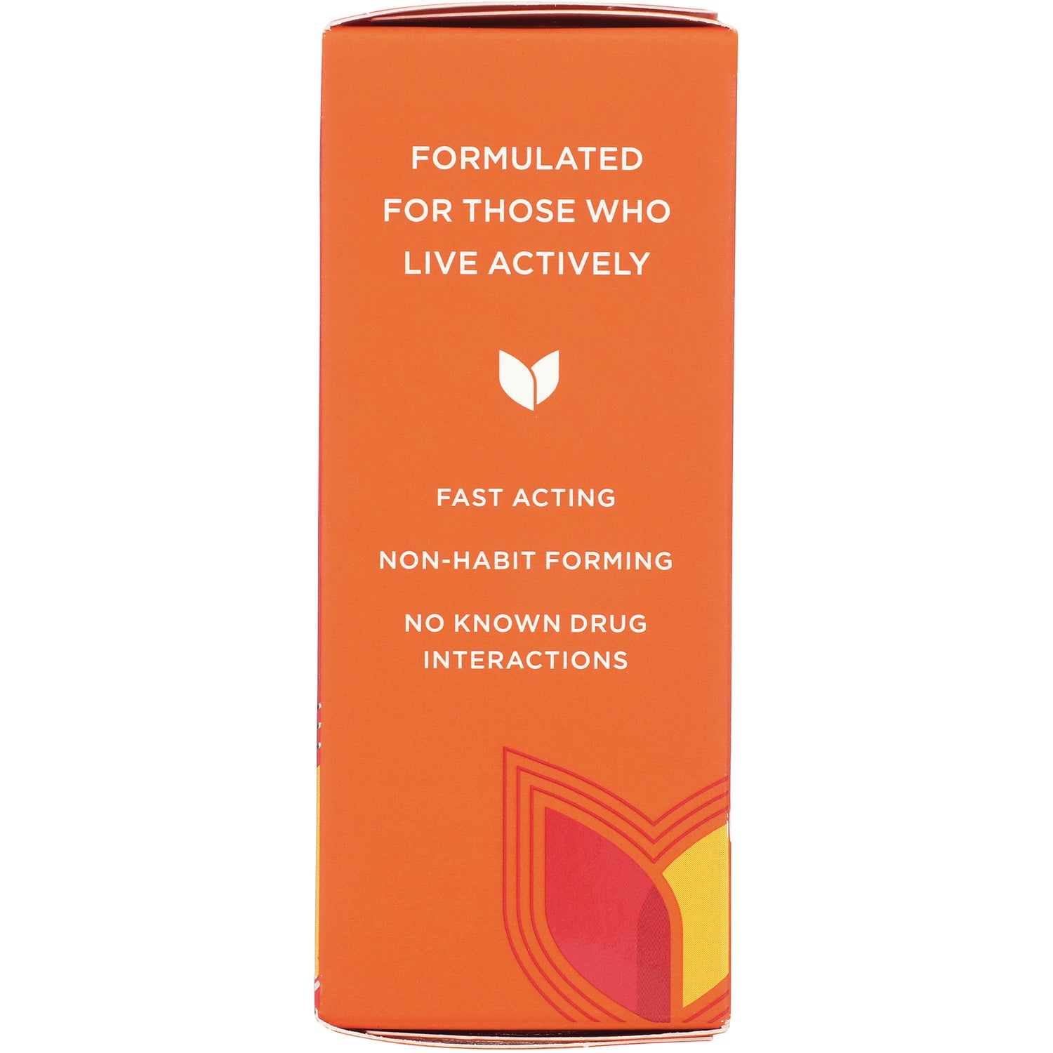 HY201 | Orange product box back reading FORMULATED FOR THOSE WHO LIVE ACTIVELY; FAST ACTING, NON-HABIT FORMING, NO KNOWN DRUG INTERACTIONS