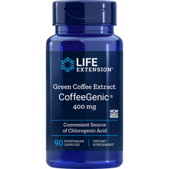 LE180 | Life Extension CoffeeGenic green coffee extract bottle, 400 mg, 90 vegetarian capsules
