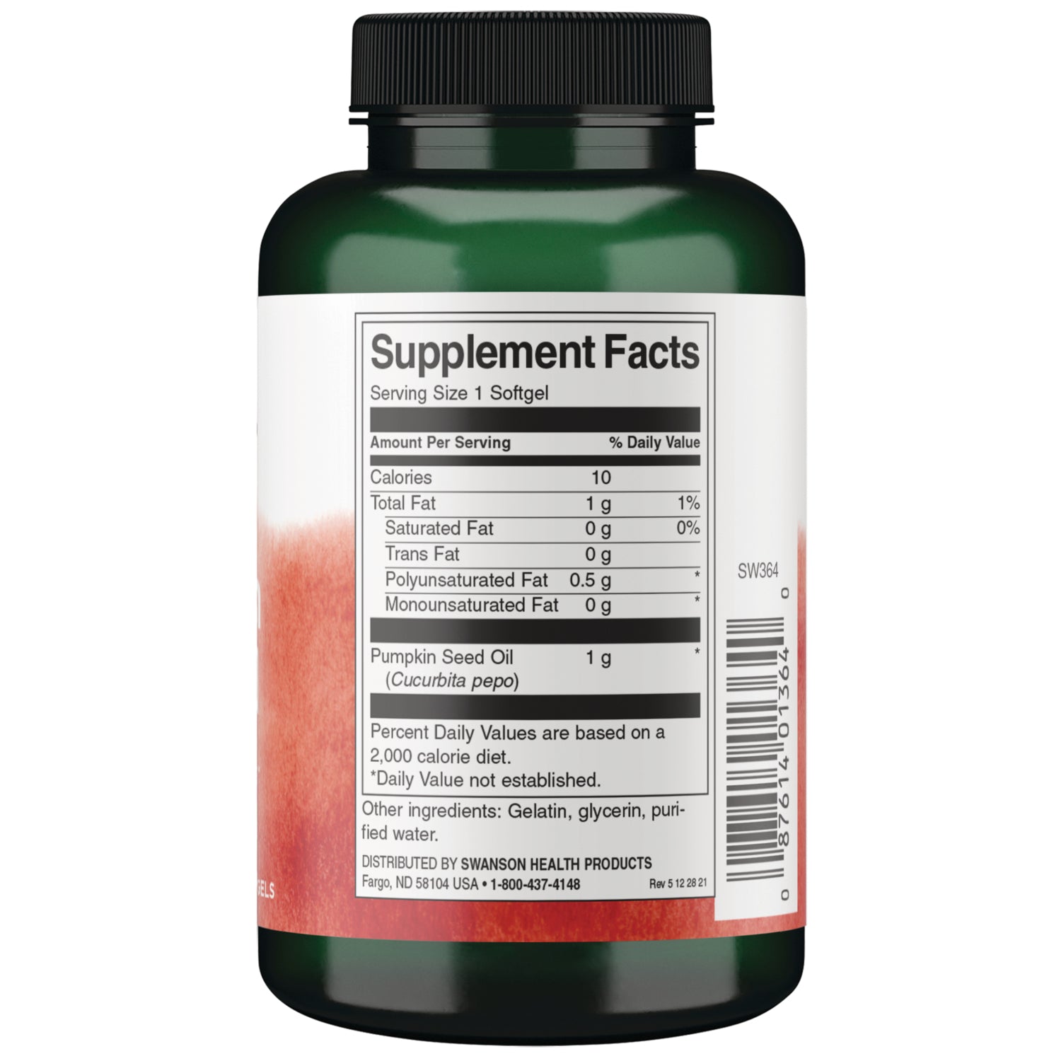 SW364 |Back label with Supplement Facts