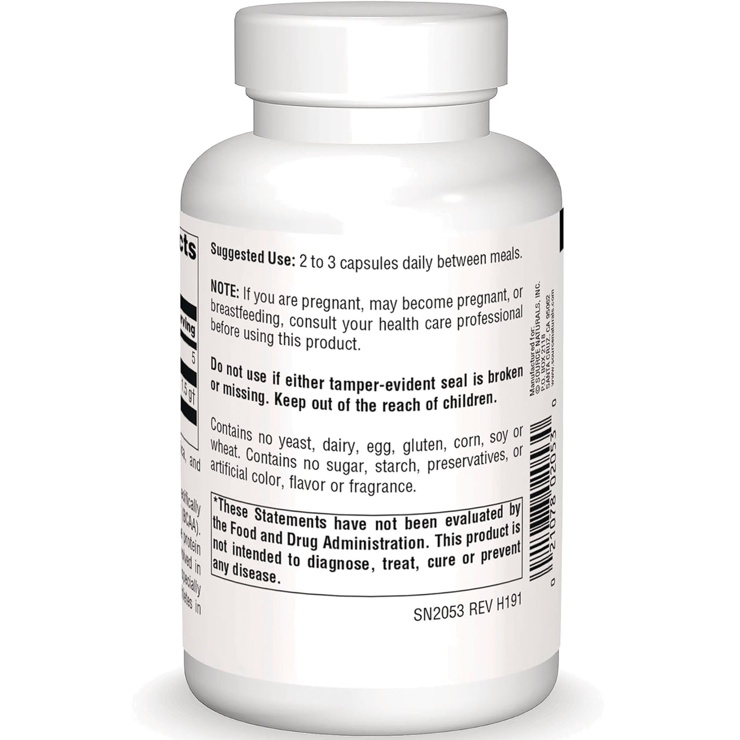 SN774 | Back label with suggested use, warnings, and barcode