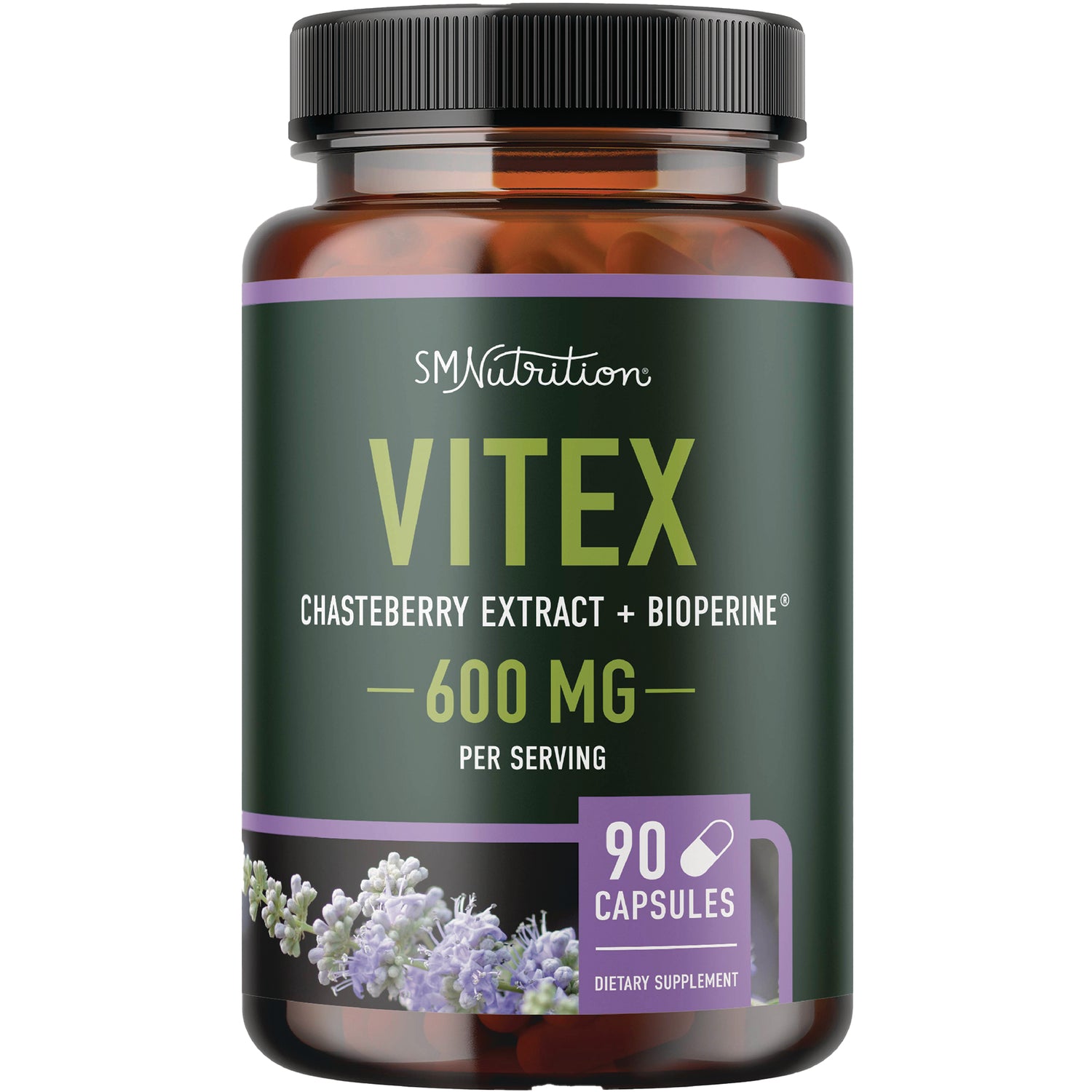 SMT011 | SMNutrition Vitex Chasteberry Extract + BioPerine 600 mg per serving, 90 capsules dietary supplement
