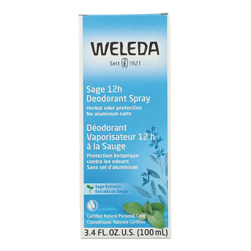 WEL015 | Weleda Sage 12h Deodorant Spray, front of box, 3.4 fl oz (100 mL) - Thumbnail