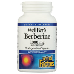 NFC183 | WellBetX Berberine 1000 mg front bottle label, 60 vegetarian capsules, Natural Factors