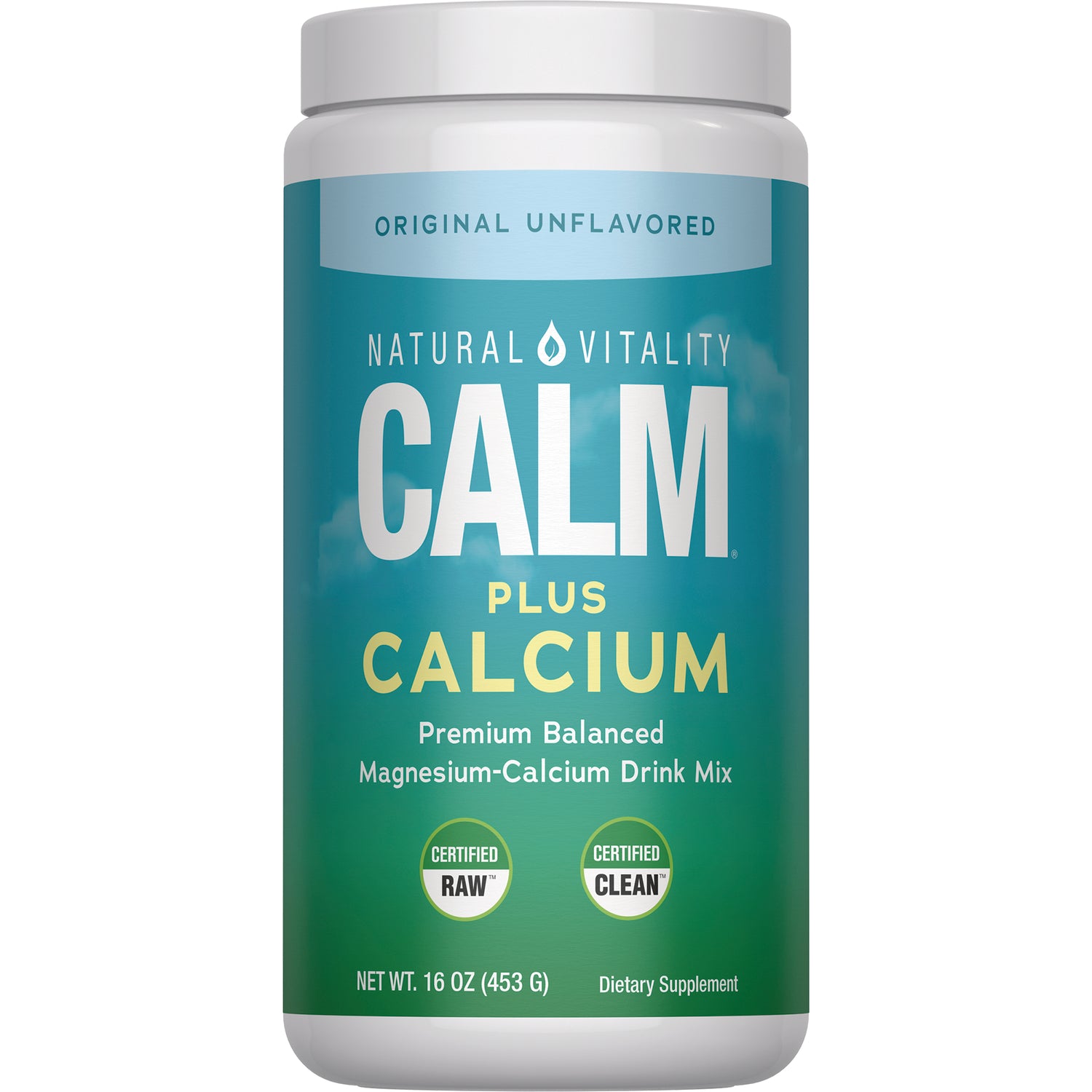 NVT074 | Natural Vitality CALM Plus Calcium powder tub, original unflavored 16 oz dietary supplement
