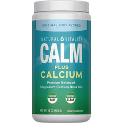NVT074 | Natural Vitality CALM Plus Calcium powder tub, original unflavored 16 oz dietary supplement