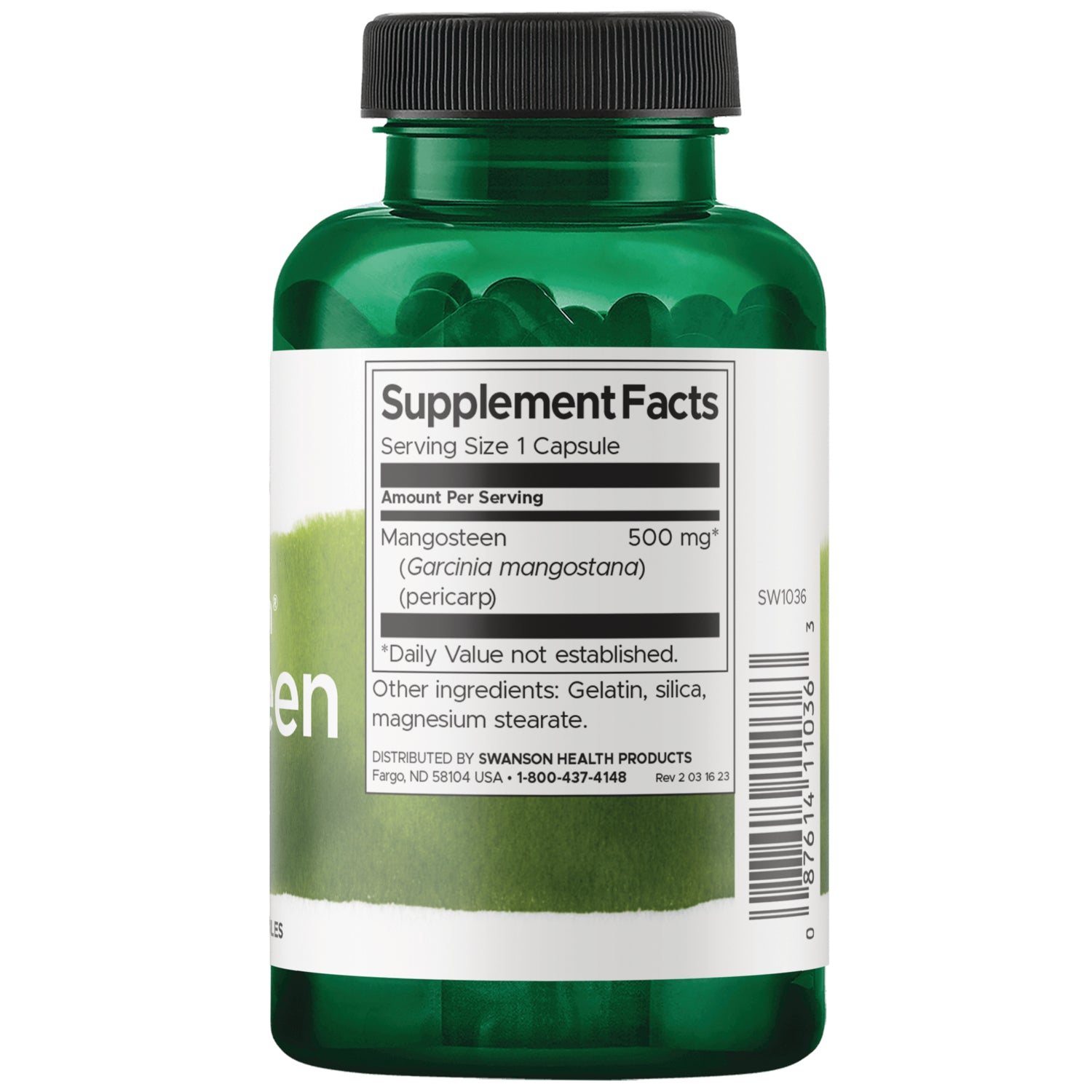 SW1036 | Back label with supplement facts panel and serving information