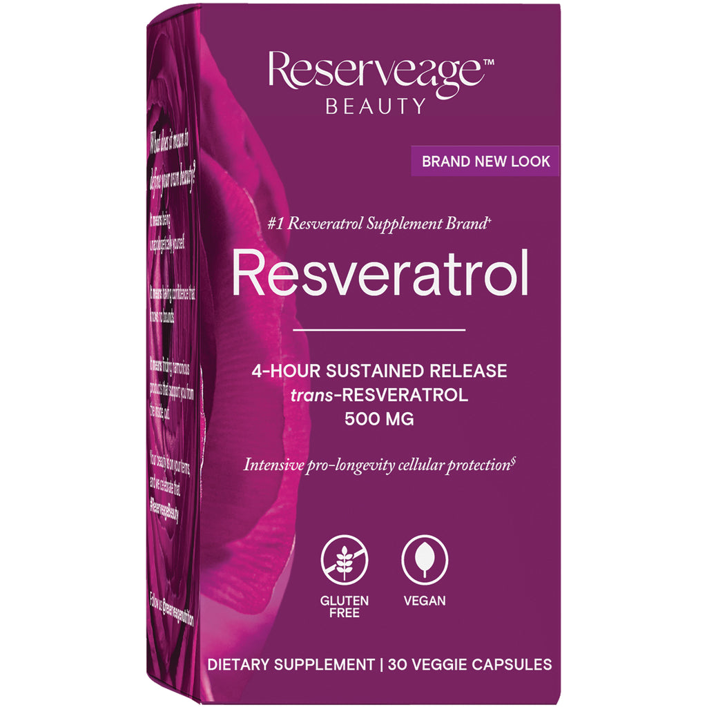 RSA038 | Resveratrol supplement box 500 mg 4-hour sustained release, gluten free, vegan, 30 veggie capsules - Thumbnail