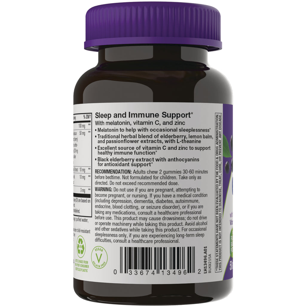 NW1001 | Back label showing Sleep and Immune Support heading, supplement facts, directions, and barcode on bottle - Thumbnail