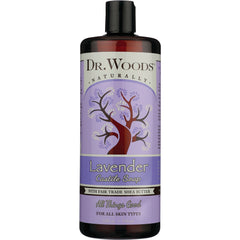 DRW029 | Dr. Woods Lavender Castile Soap bottle with tree graphic, purple label, 32 fl oz