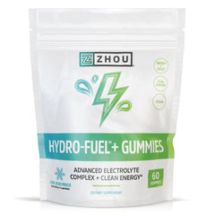 ZOU078 | Zhou Hydro-Fuel+ Gummies pouch, Cool Blue Freeze, 60 gummies; electrolyte complex + clean energy; 75 mg caffeine