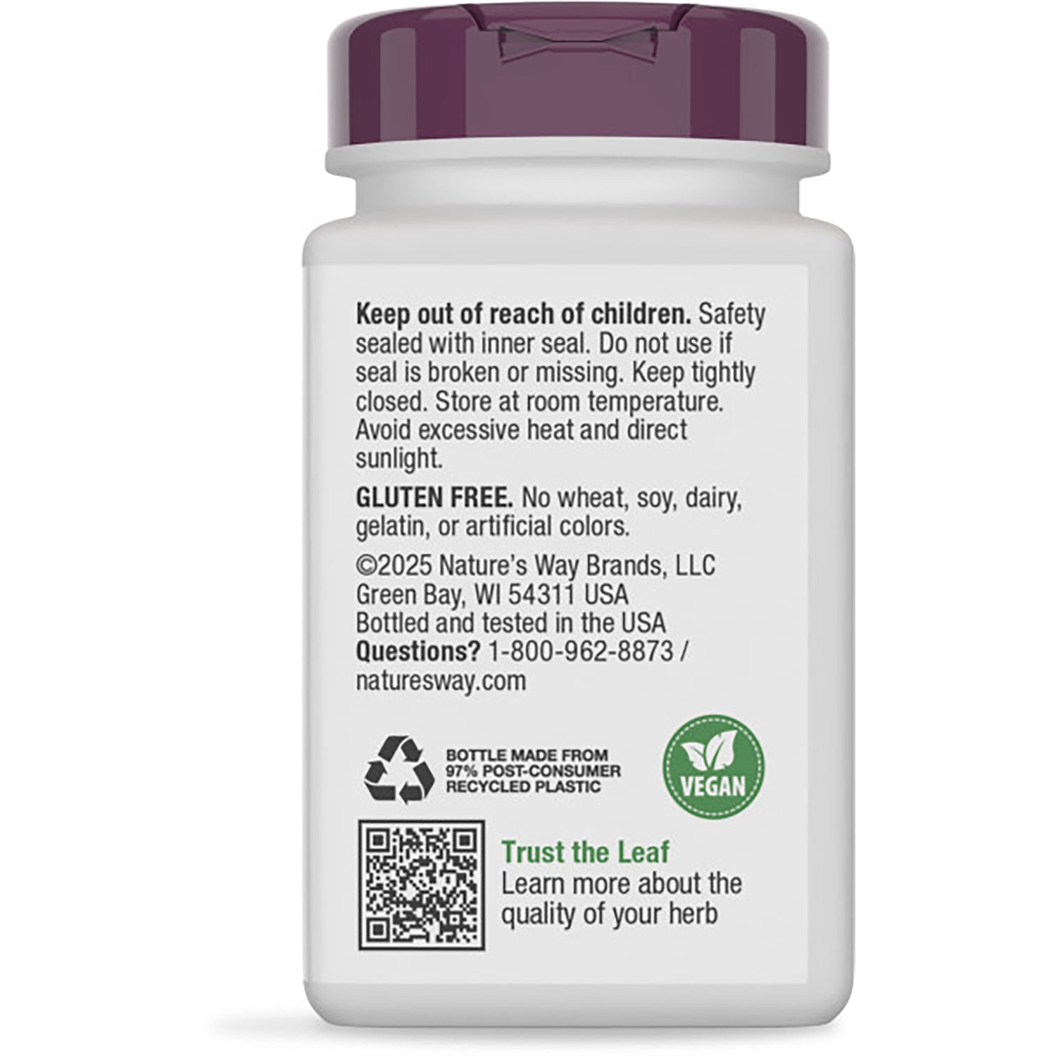 NW725 | Back label of cranberry supplement bottle reading Supports Urinary Tract Health with claims, contact info and barcode