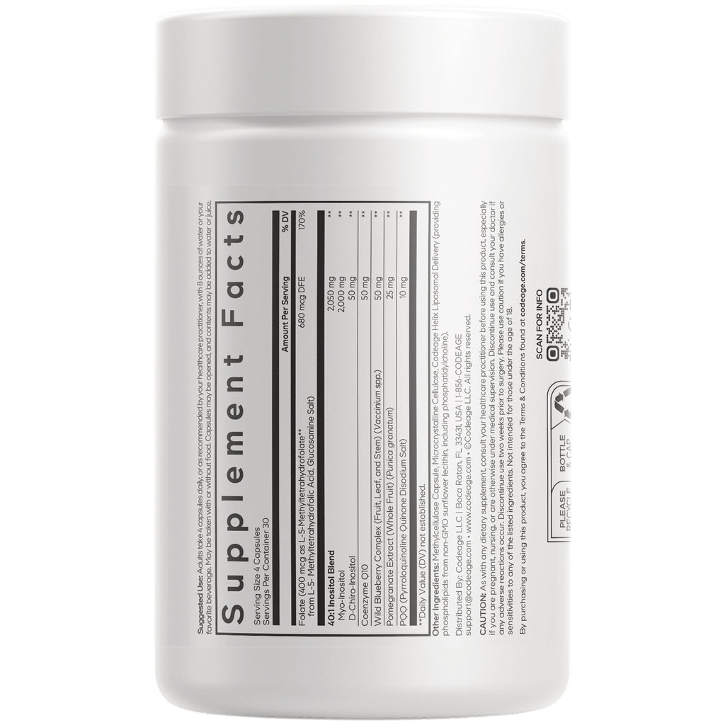 CDG065 | back of white supplement bottle showing Supplement Facts panel and ingredient text - Thumbnail