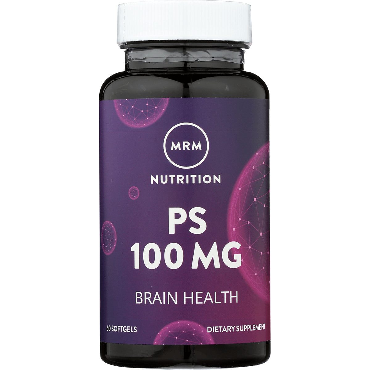 MRM037 | Bottle of MRM Nutrition PS 100 MG brain health softgels with purple label, 60 softgels