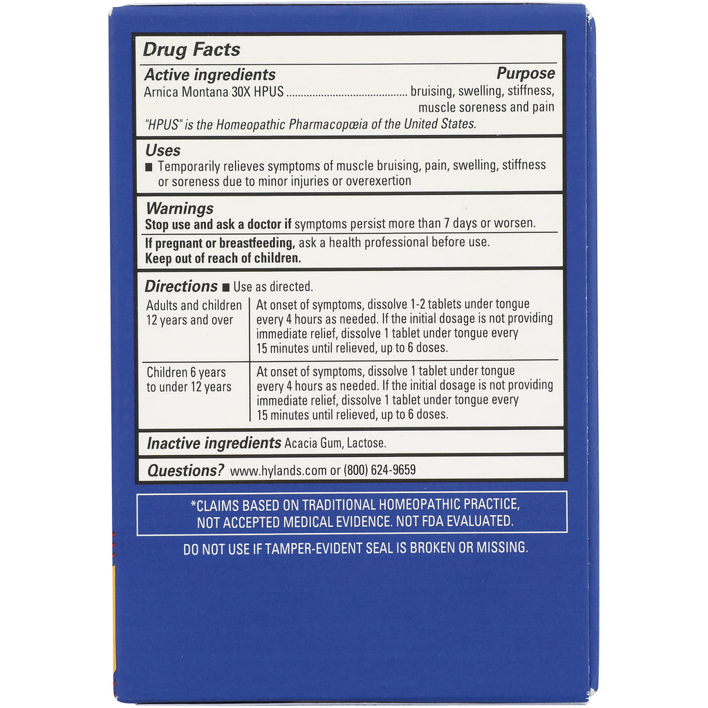 HY244 | Back panel showing Drug Facts with active ingredient Arnica Montana 30X HPUS, uses, warnings, directions and contact info - Thumbnail
