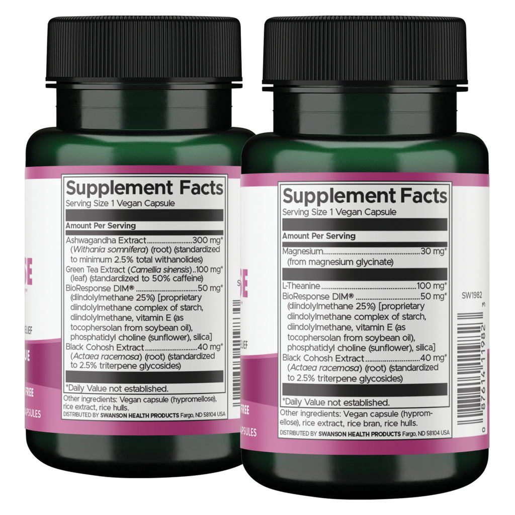 SW1991 | Supplement Facts: serving size 1 vegan capsule; Ashwagandha 300 mg, Green Tea 100 mg, DIM 50 mg - Thumbnail