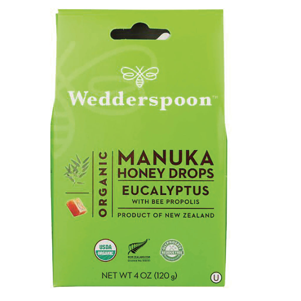 WED027 | Wedderspoon Organic Manuka Honey Drops Eucalyptus with Bee Propolis, 4 oz pouch - Thumbnail