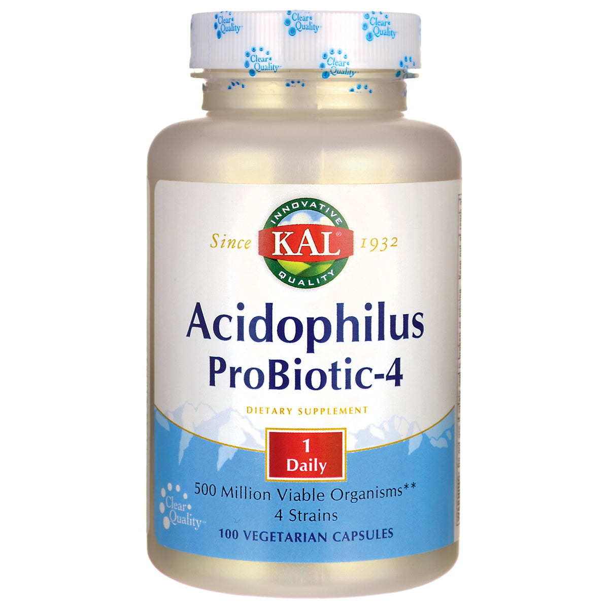 KL511 | KAL Acidophilus ProBiotic-4 bottle front label, 100 vegetarian capsules