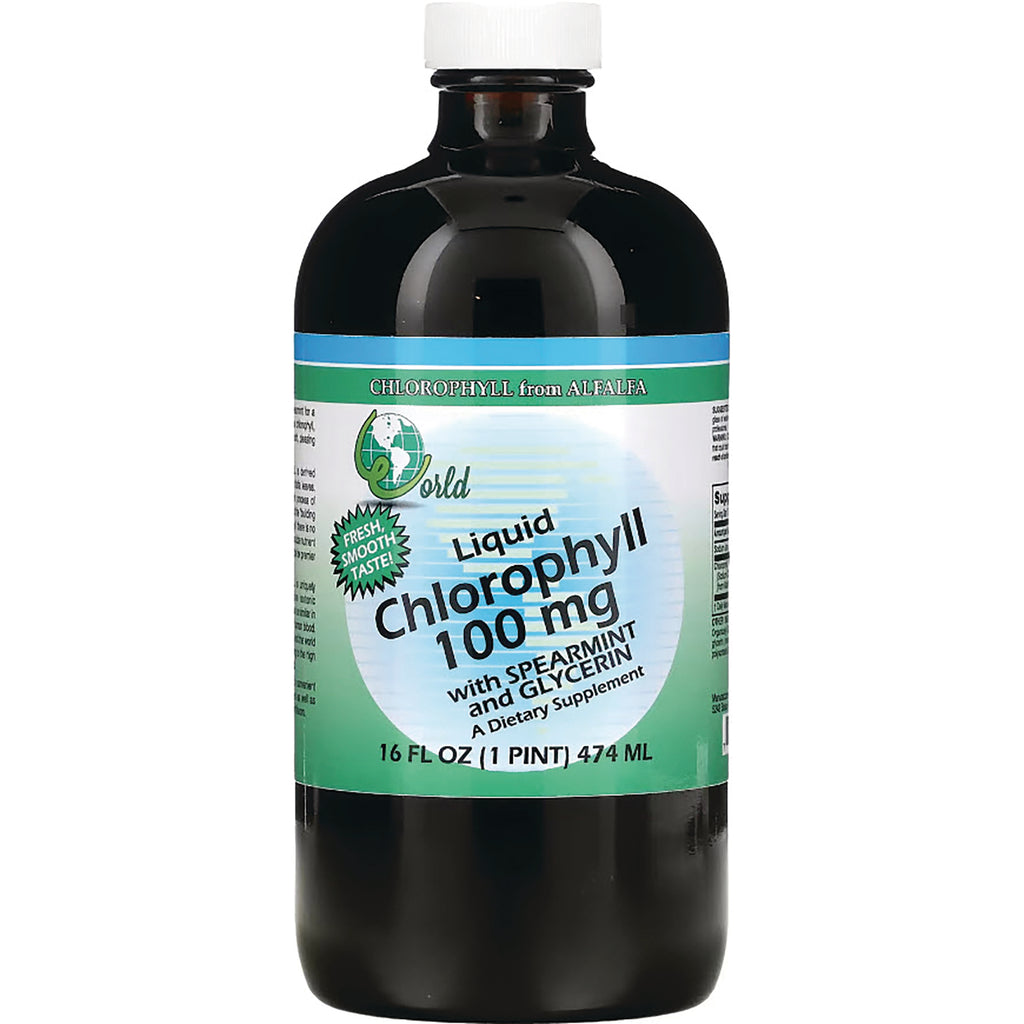 WOG009 | Liquid Chlorophyll 100 mg with spearmint and glycerin, 16 fl oz bottle - Thumbnail