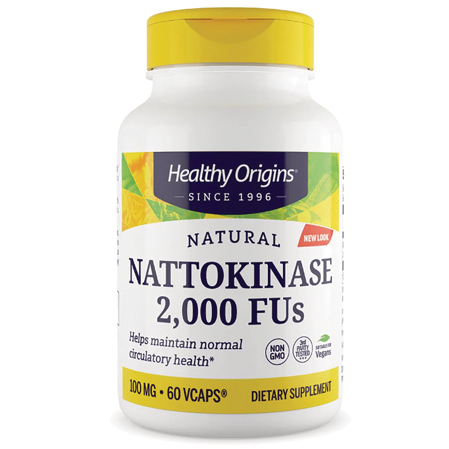 HRG030 | Healthy Origins NATTOKINASE 2,000 FUs 100 mg 60 VCAPS dietary supplement bottle front