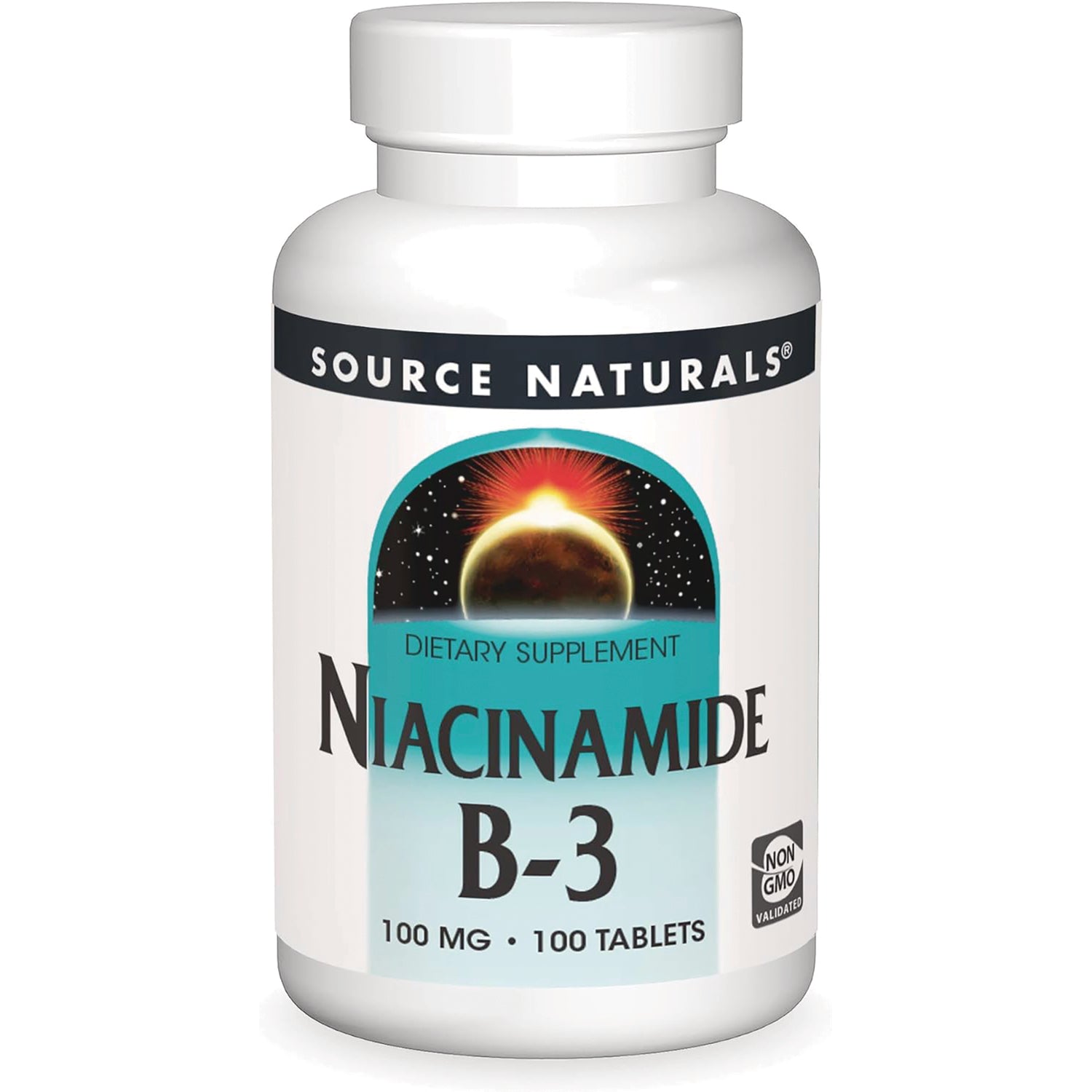 SN899 | Source Naturals Niacinamide B-3 dietary supplement, 100 mg, 100 tablets