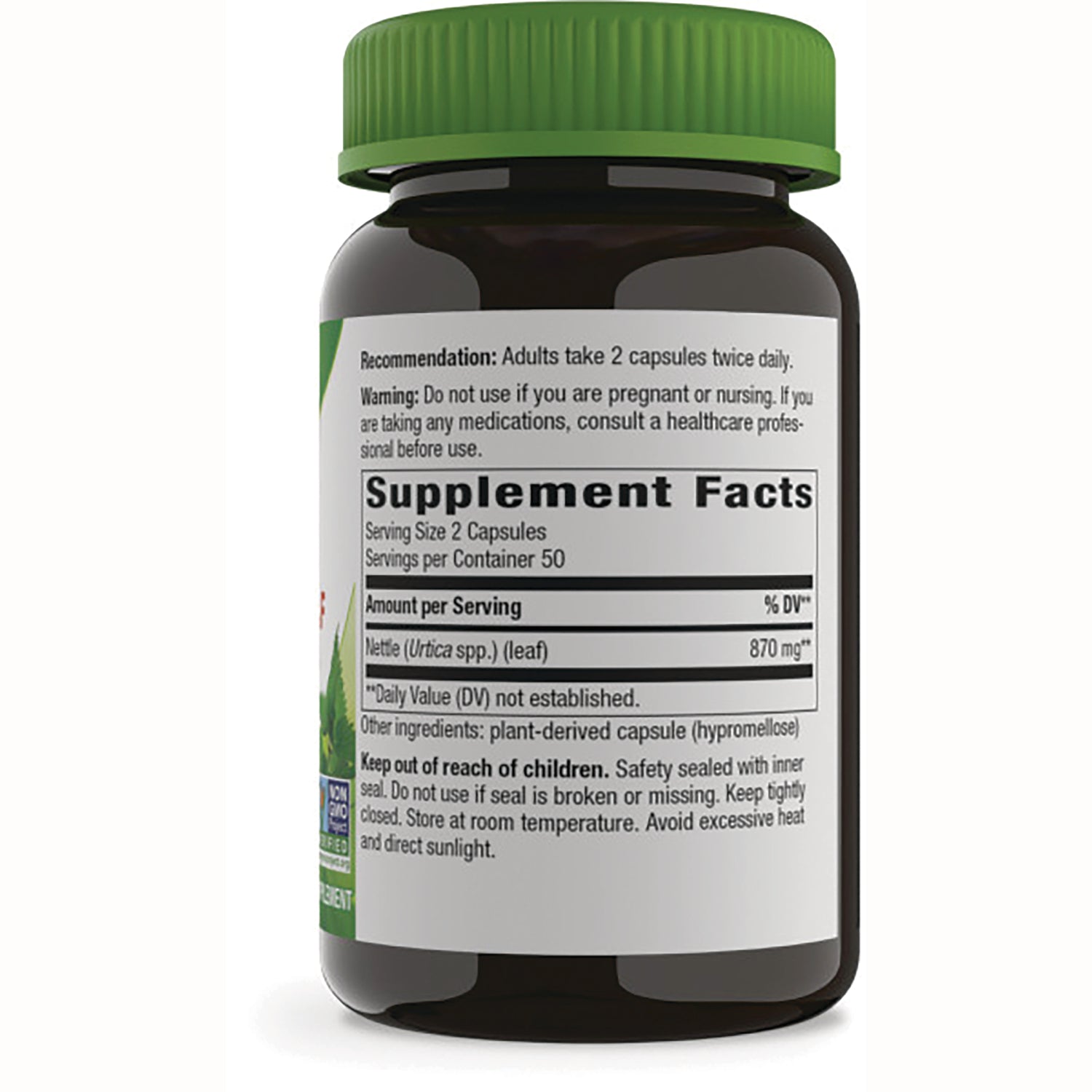 NW157 | back of brown supplement bottle showing Supplement Facts panel, serving size, ingredients and warnings