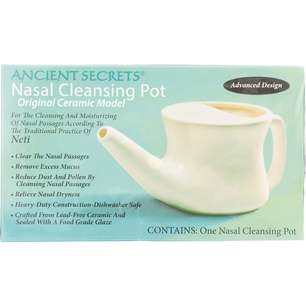 NRL001 | Ancient Secrets Nasal Cleansing Pot packaging showing a white ceramic neti pot and product name - Thumbnail