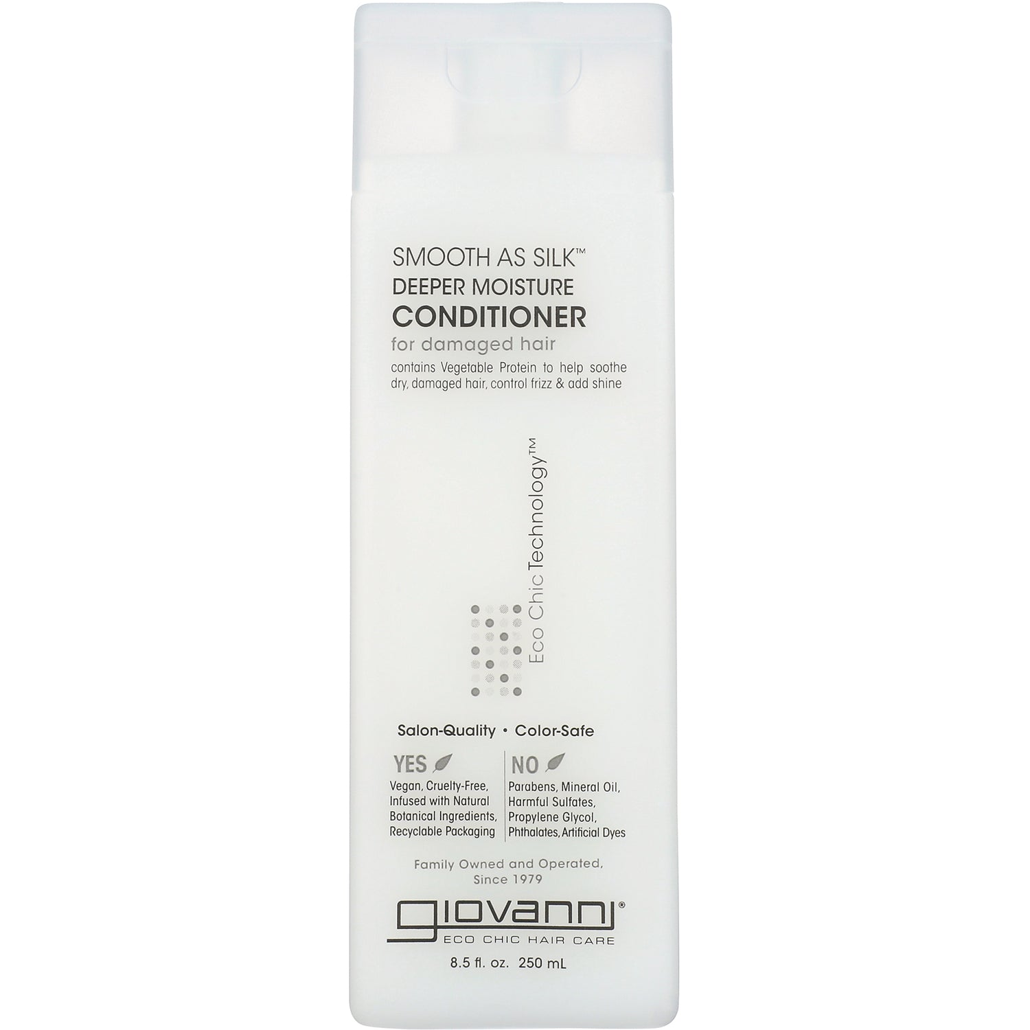 Giovanni Smooth as Silk deeper moisture conditioner bottle labeled CONDITIONER for damaged hair, 8.5 fl oz