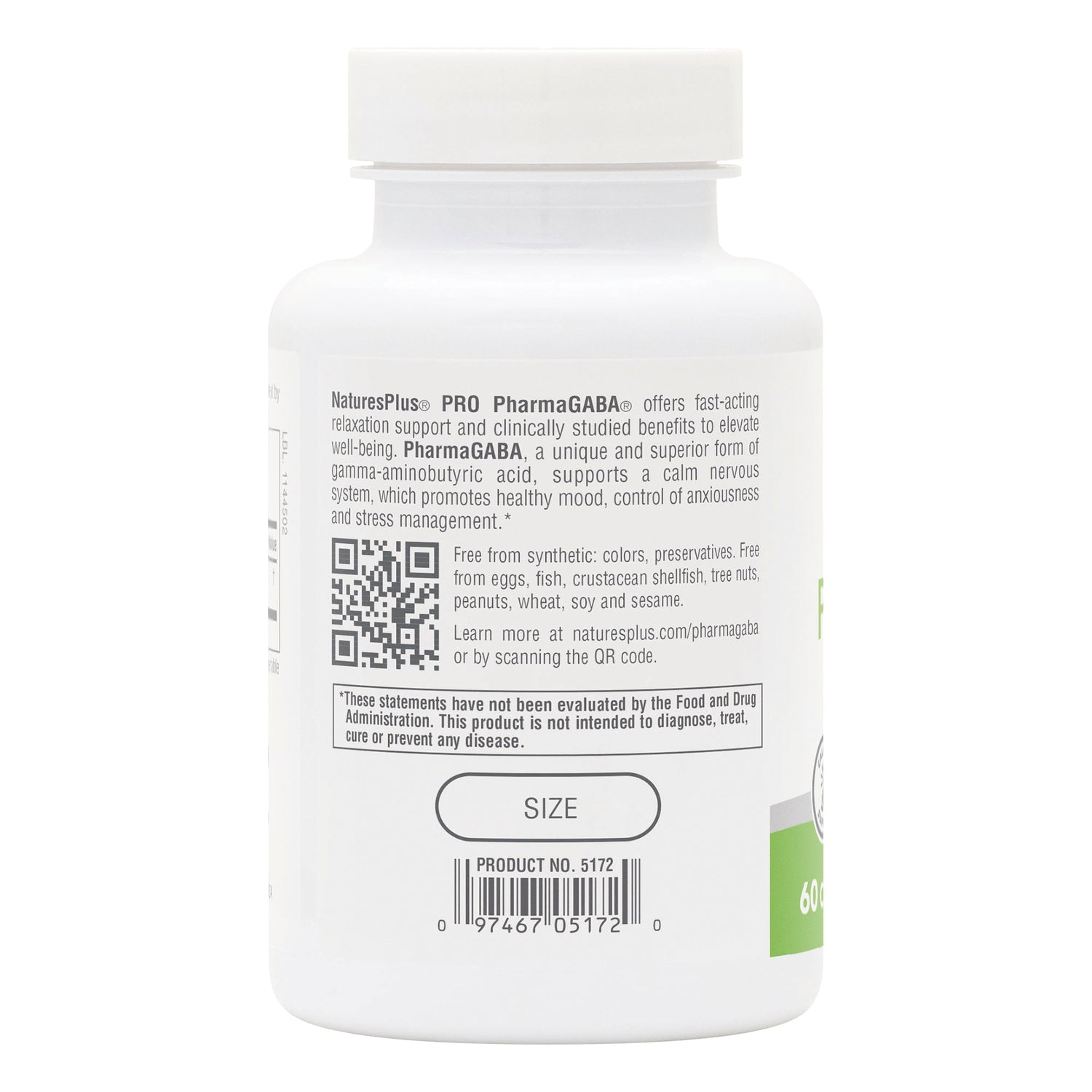 NTP353 | back label of white supplement bottle showing product text, QR code and barcode