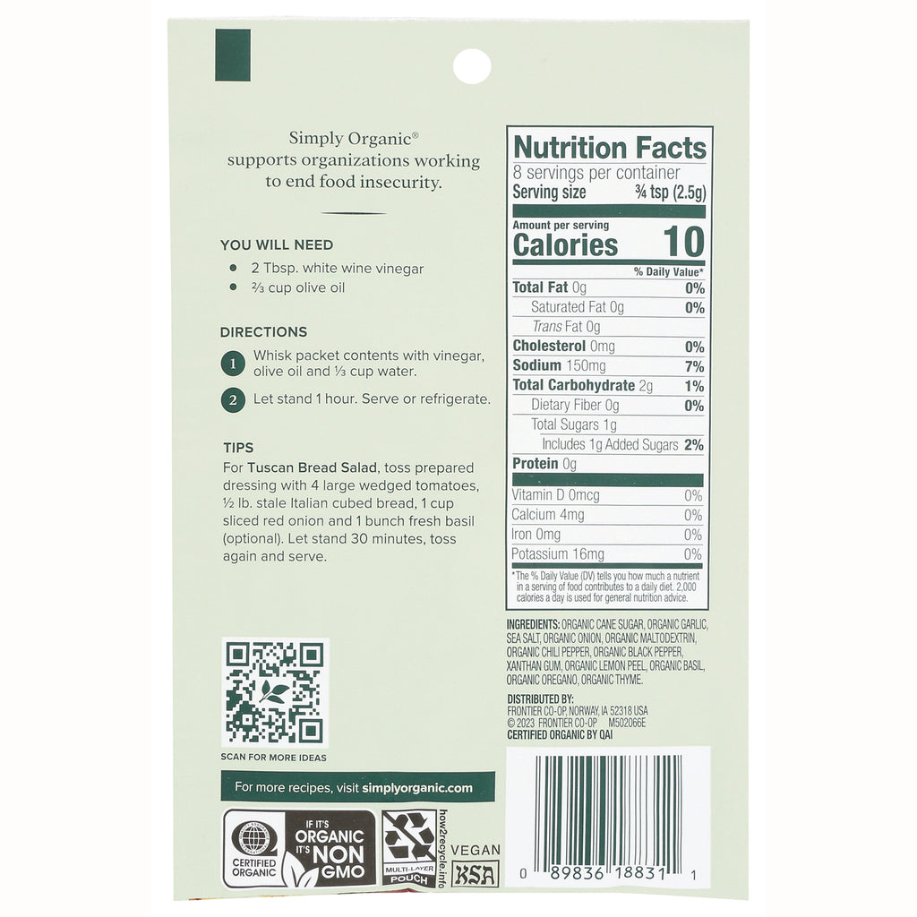SMP041 | Back label with Nutrition Facts, ingredients, directions, QR code, and barcode - Thumbnail