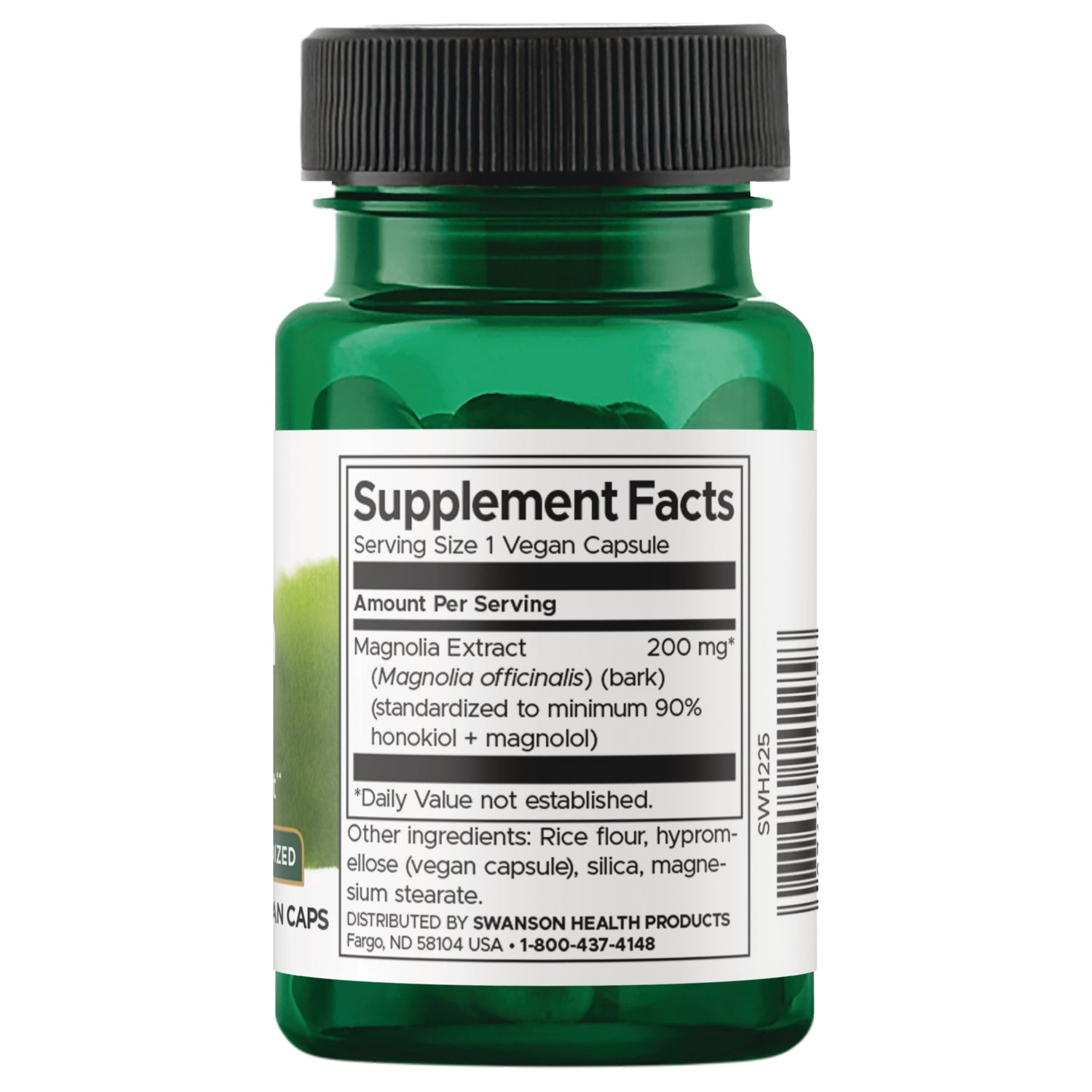 SWH225 | Back label with supplement facts and serving information