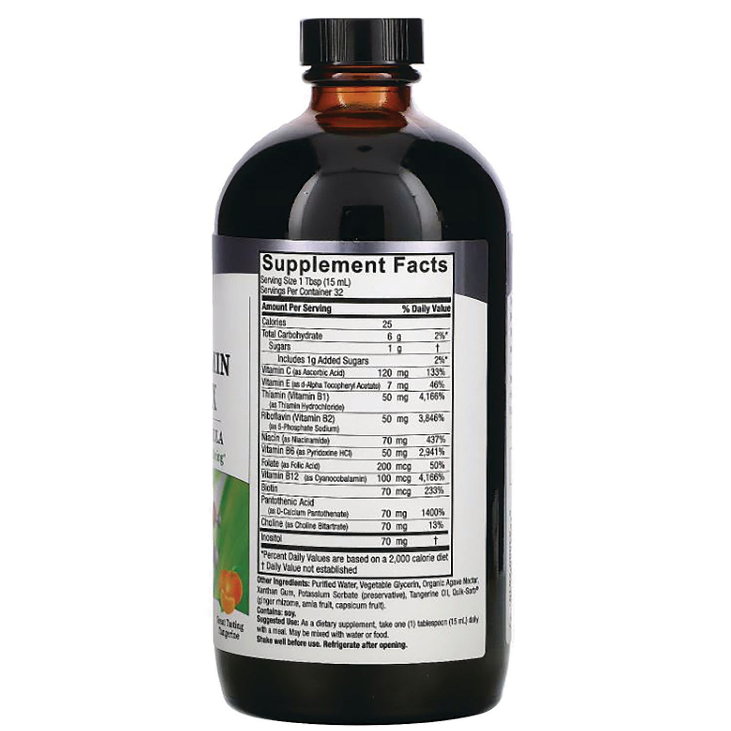 NAT107 | Back of brown supplement bottle showing Supplement Facts nutrition label and ingredients panel