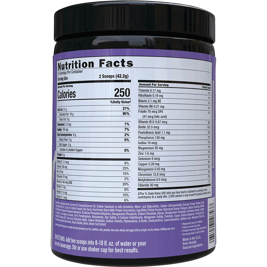 KS003 | back label showing Nutrition Facts panel and supplement facts on purple canister - Thumbnail
