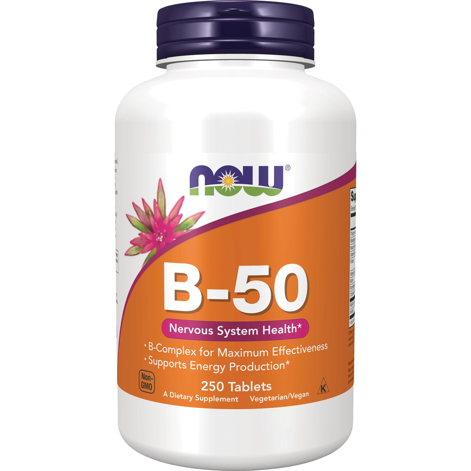 NWF857 | NOW B-50 dietary supplement bottle front label 250 tablets vegetarian vegan