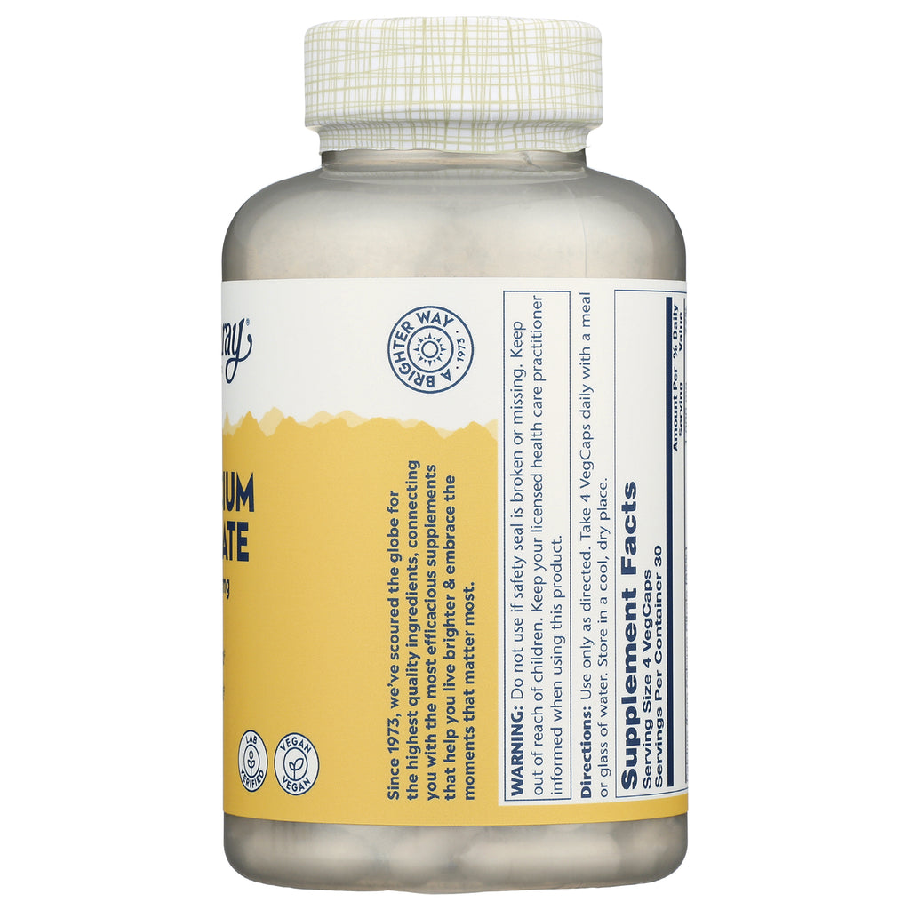 SLR334 | Back of yellow-labeled supplement bottle showing supplement facts panel and warning text - Thumbnail