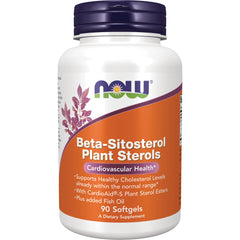 NWF1165 | NOW Beta-Sitosterol Plant Sterols 90 softgels white bottle with orange label