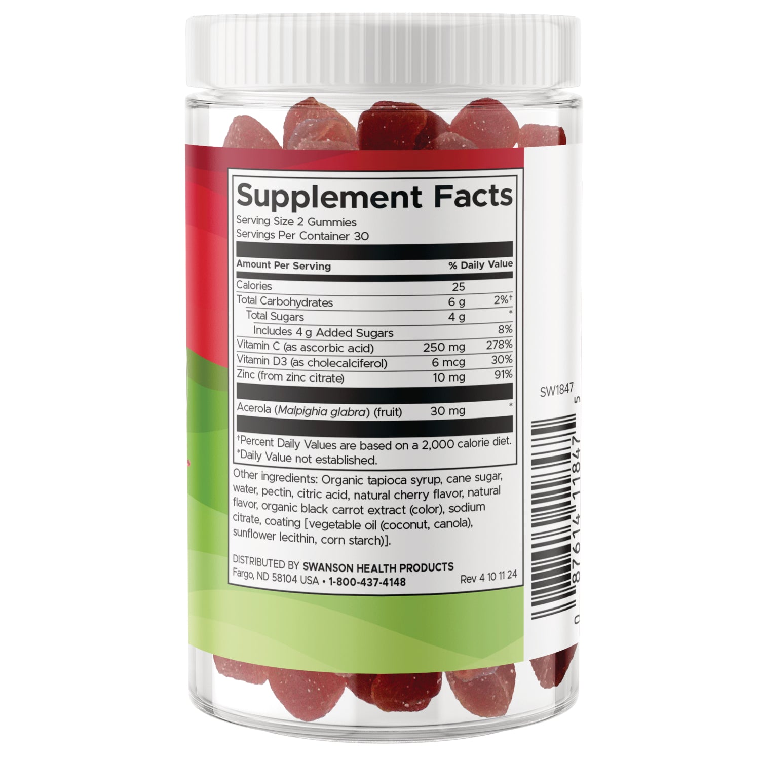 SW1847 | Red round gummy with centimeter and inch ruler scale for size