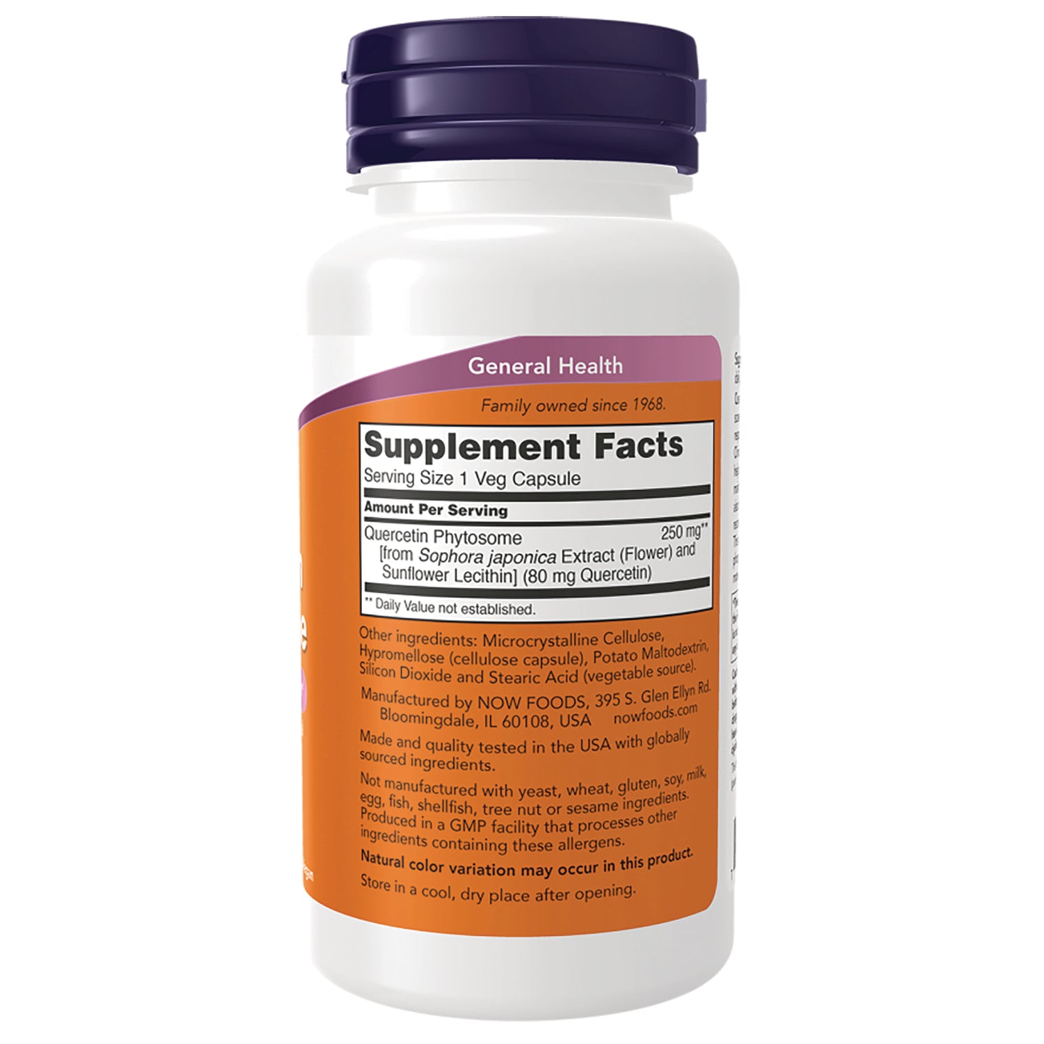 NWF1395 | Back label showing Supplement Facts and ingredient text on white bottle with purple cap