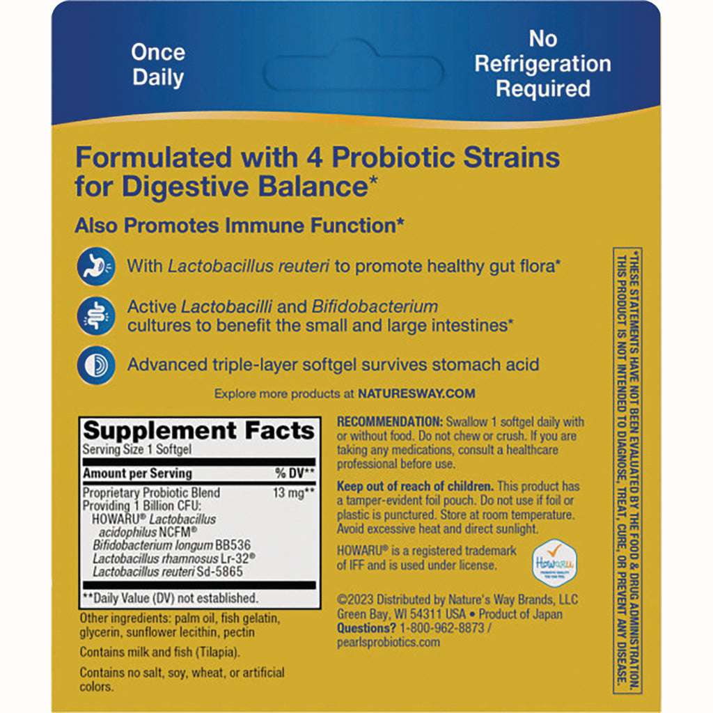 NW641 | Back panel reading Formulated with 4 Probiotic Strains for Digestive Balance and Supplement Facts box - Thumbnail