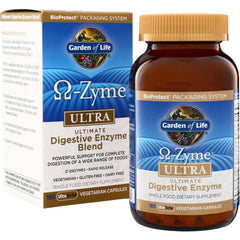 GLF080 | Garden of Life Omega-Zyme Ultra digestive enzyme blend, 180 vegetarian capsules