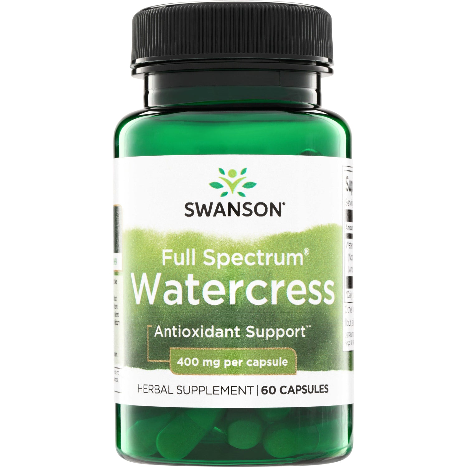 SW1580 | Swanson Full Spectrum Watercress capsules, Antioxidant Support, 400 mg per capsule, 60 count