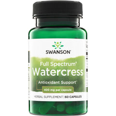 SW1580 | Swanson Full Spectrum Watercress capsules, Antioxidant Support, 400 mg per capsule, 60 count