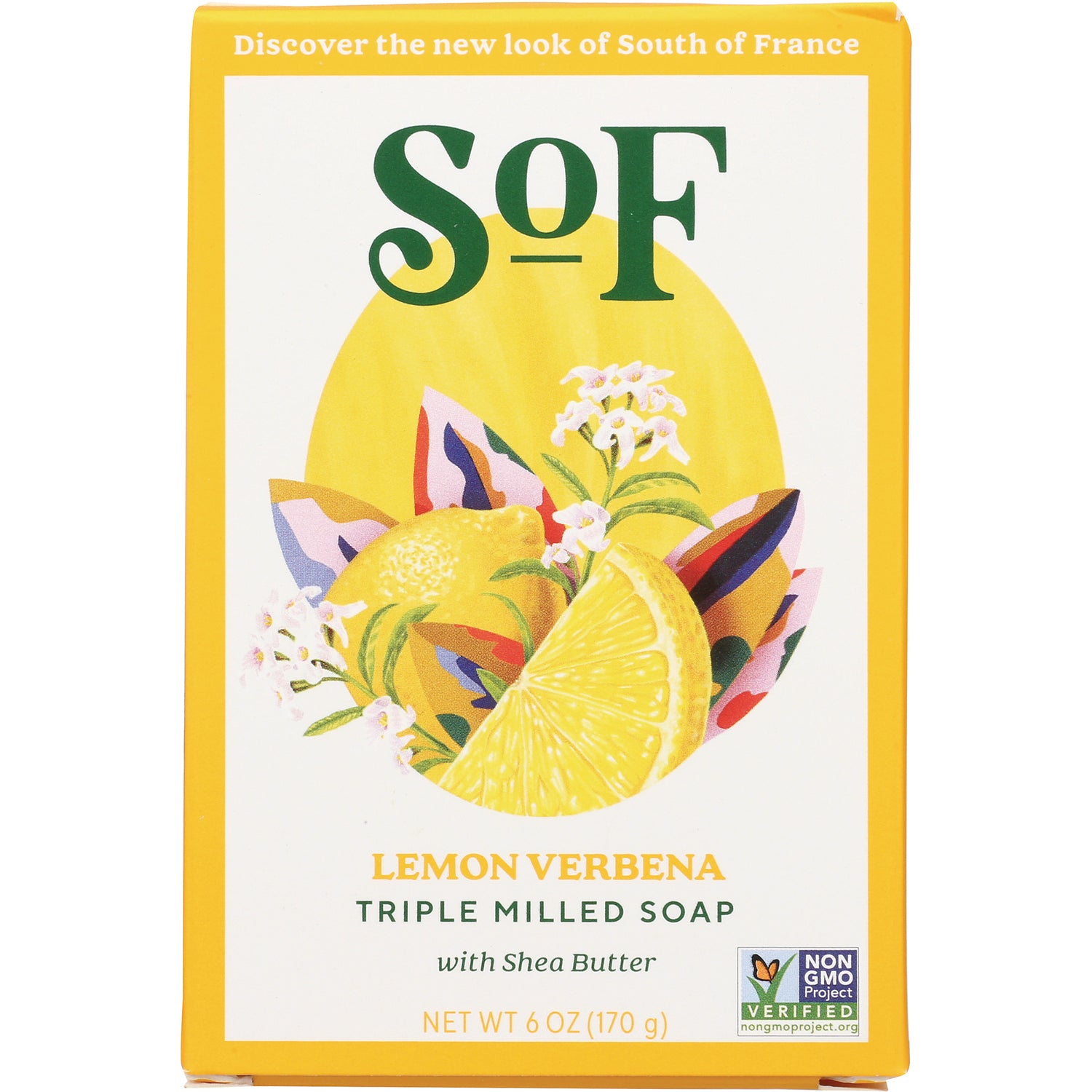 SOF014 | South of France Lemon Verbena Triple Milled Soap with Shea Butter, 6 oz, Non-GMO Project Verified