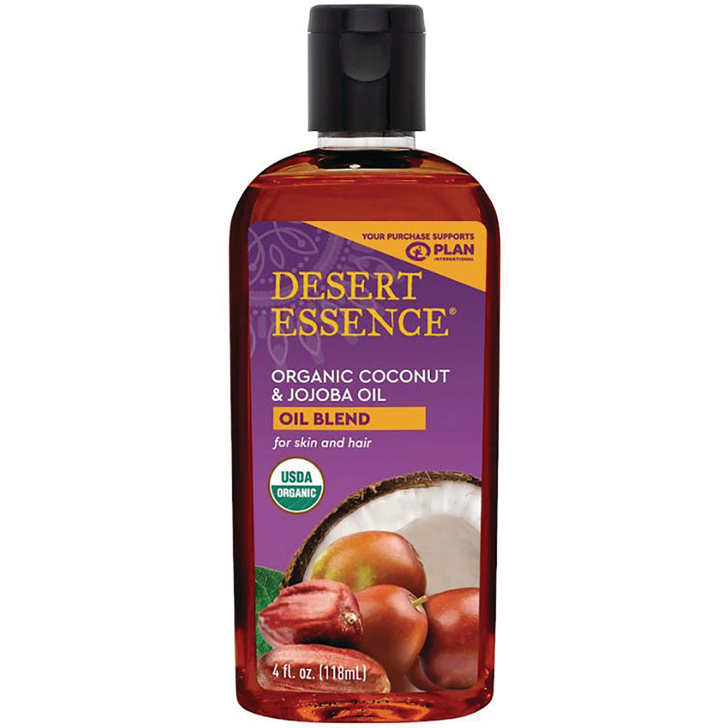 DST135 | Desert Essence organic coconut and jojoba oil blend bottle, 4 fl oz, USDA Organic label - Thumbnail