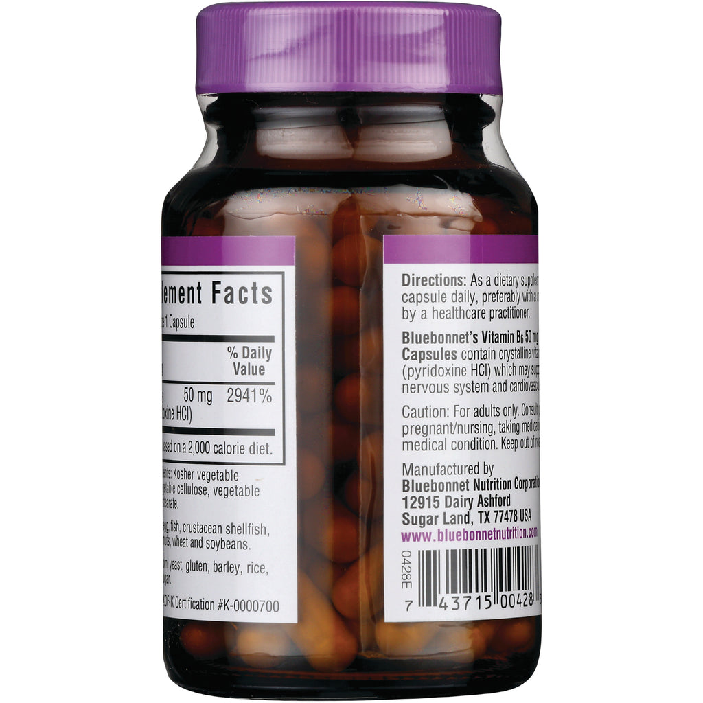 BLU123 | Back label showing supplement facts, directions, and barcode on amber capsule bottle - Thumbnail