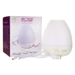 NWF1273 | White egg-shaped ultrasonic oil diffuser with USB cable and NOW solutions box