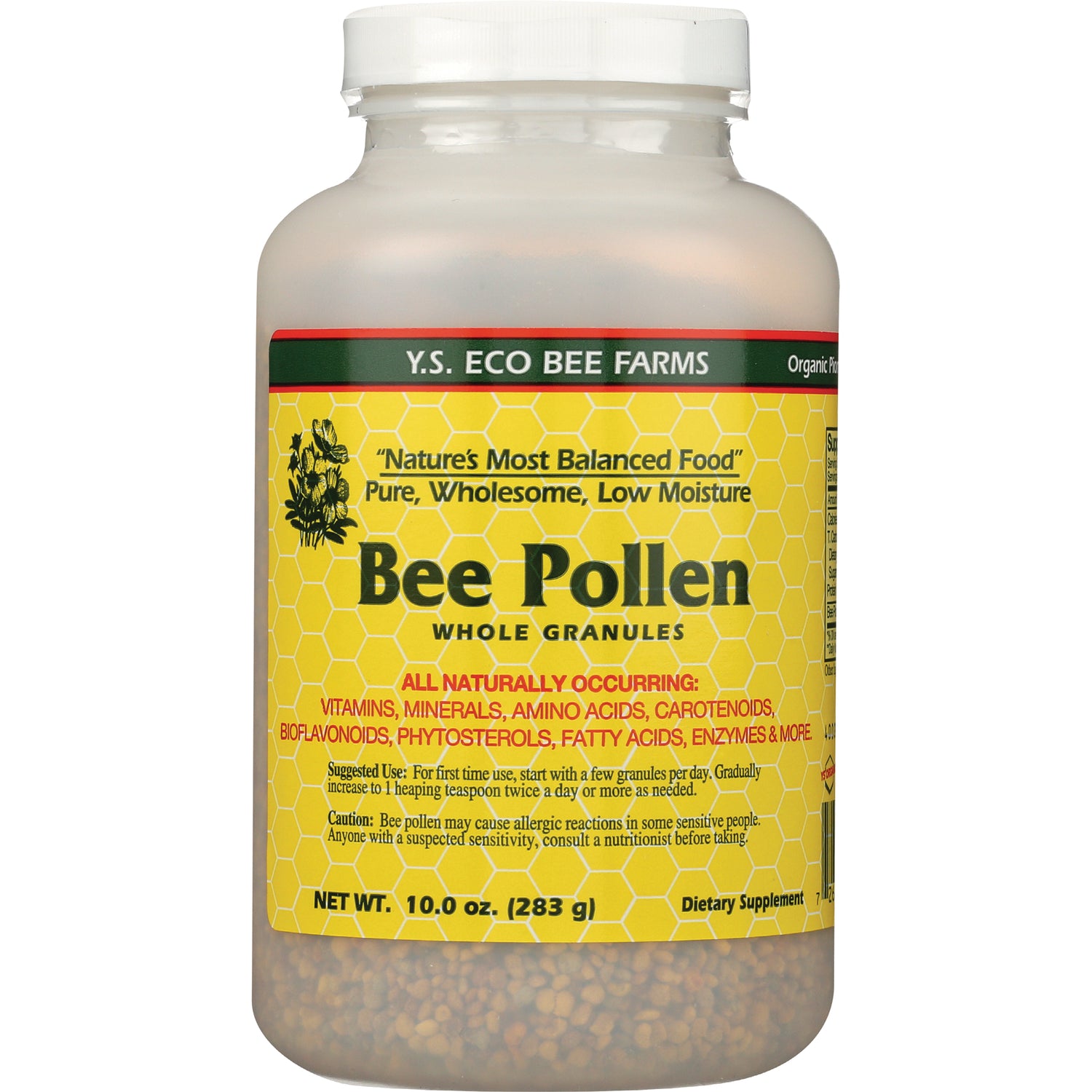 YS008 | Y.S. Eco Bee Farms Bee Pollen Whole Granules, 10.0 oz jar, dietary supplement