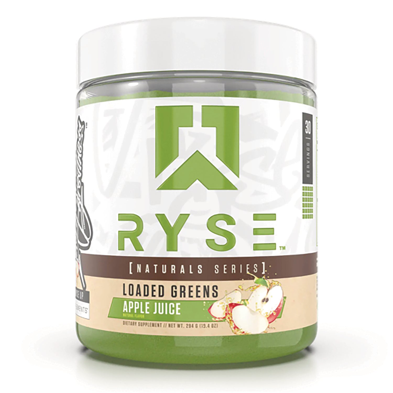 RYS008 | RYSE Loaded Greens apple juice dietary supplement jar front label