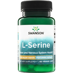 SWU797 | Swanson L-Serine, Brain and Nervous System Health, 500 mg per capsule, 60 veggie caps bottle